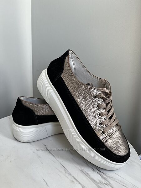 Кеди жіночі бронза з чорним натуральна шкіра 39 25см