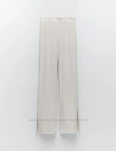 Штани в рубчик zara 7385/259/052 l бежеві