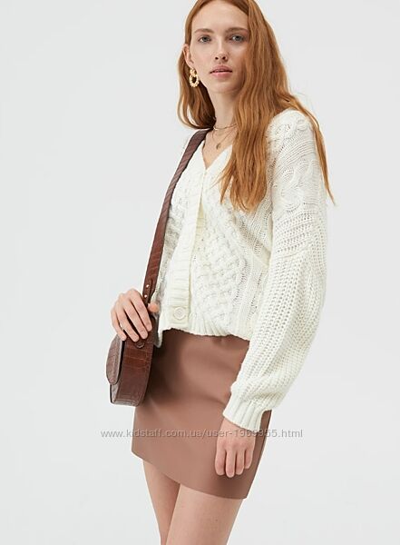 Міні-спідниця зі штучної шкіри жіноча sinsay yz781-34x s бежевий