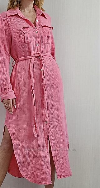 Розовое платье рубашка ииди Shein поплин