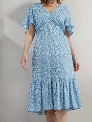 Голубое цветочное платье миди YU