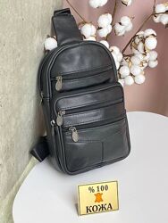 Чоловіча сумка із шматочків натуральної шкіри