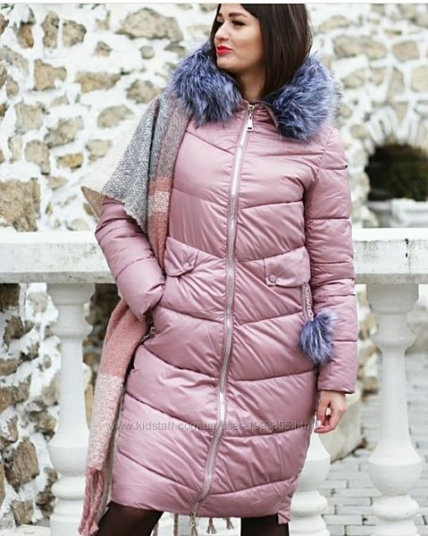 Пуховик. Теплая зимняя женская куртка, капишон с мехом. Размеры М, L, XXL