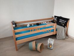 Детская кровать Эко дерево ольха с бортиками. Размеры