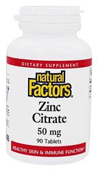 Natural Factors, Цитрат цинка, 50 мг, 90 таблеток цинк 