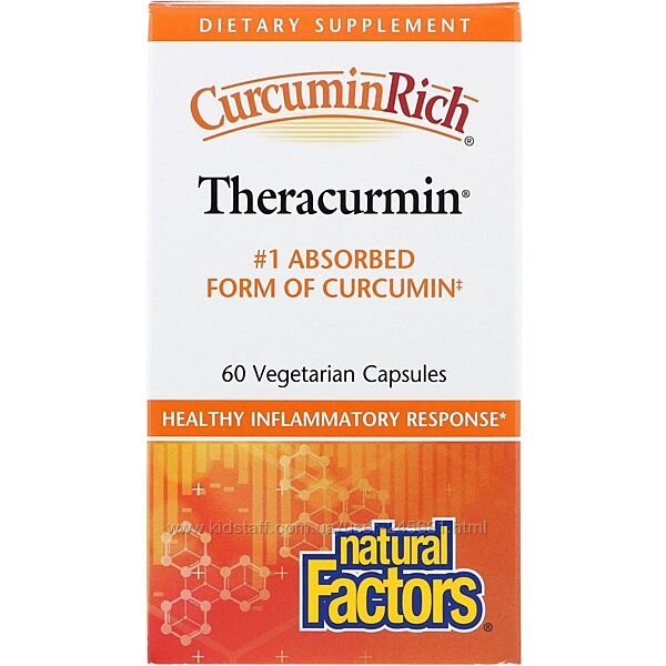 Natural Factors, CurcuminRich, Theracurmin, противовоспалительное куркумин,