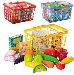 Корзина супермаркет с продуктами и овощами фруктами яйца орион