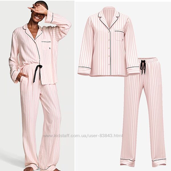 Піжама рожева в смужку фланель Вікторія Сікрет 