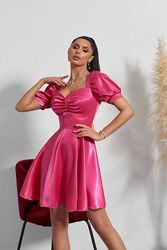 Комплект сукня міні з атласним корсетом прикрашеним камінням.  Сукня міні 