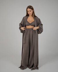 Піжамний костюм-трійка Diana шовк віскоза брахалатштани  Модель 30112