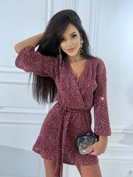 Вечірня блискуча сукня міні з паєтками плаття з поясом чорна червона синя