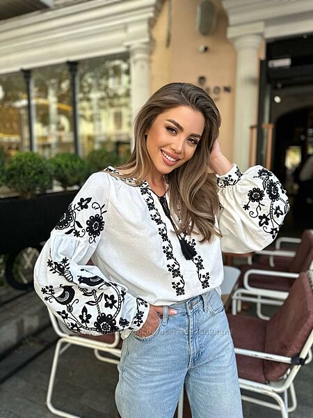 Жіноча вишиванка великого розміру сучасна мережка блуза вишита сорочка