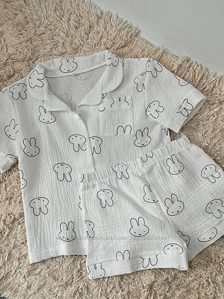 д211/24 Дитяча піжама з тканини муслін.  В комплект входить рубашка з корот