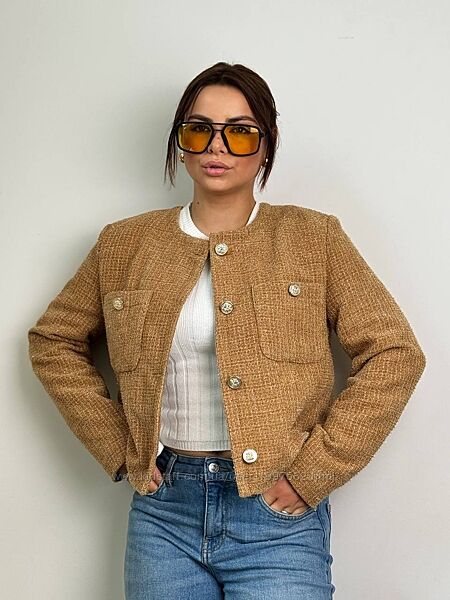Жіночий піджак в стилі шанель твідовий жакет на весну класичний