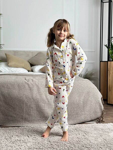 д 209/24 Дитяча муслінова піжама в милий принт. Піжама настільки ніжна та с