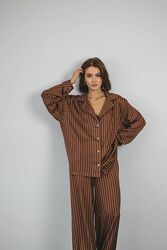 Піжама Kleo в смужку шовк Армані  хустинка  Модель 20872 20871 Розміри