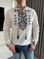 Чоловіча вишита сорочка вишиванка рубашка біла сучасна стильна