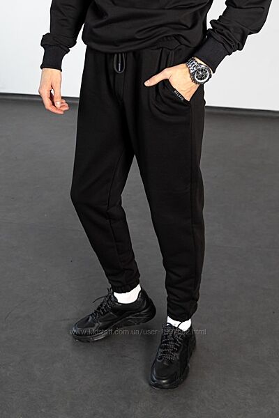 Чоловічі спортивні штани літні сірі джогери хлопчачі чорні