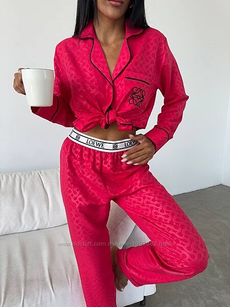 1272 Жіноча піжама LOEWE Витончена піжама жовтого кольору з сорочкою та шта