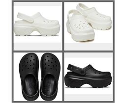 женские шлёпанцы Crocs stomp clog на платформе оригинал w6-w10