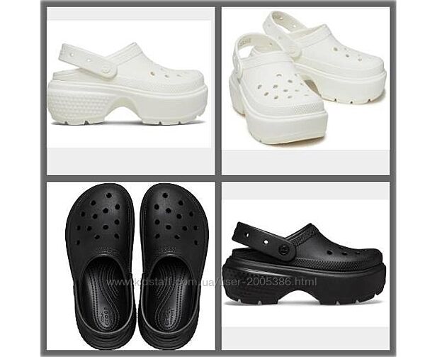 женские шлёпанцы Crocs stomp clog на платформе оригинал w6-w10