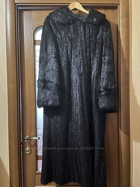 Шуба нутрии черный шоколад с капюшоном оригинал модель Prime