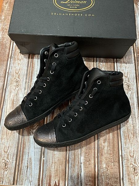 Демисезонные замшевые высокие кеды-хайтопы Delman р.38 на 24,5-25 см