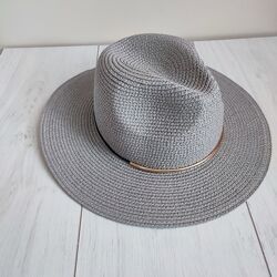 Шляпа летняя пляжная ковбойка, шляпа соломенная американка серая