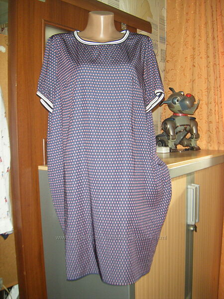 Шикарное летнее платье в горох, размер L - 48