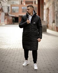 Зимовий подовжений пуховик чорний