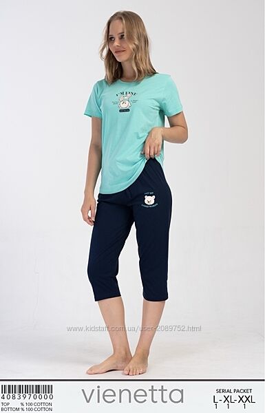 Піжама футболка капри для дому та сну