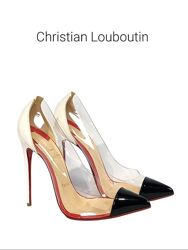 Кожаные туфли Christian Louboutin Leather And PVC Debout Pumps Оригинал