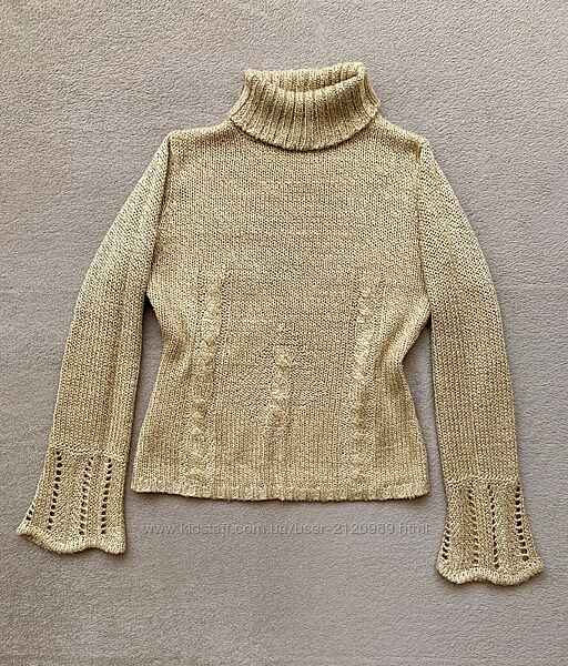 Золотой свитер рукава клеш в составе шерсть 