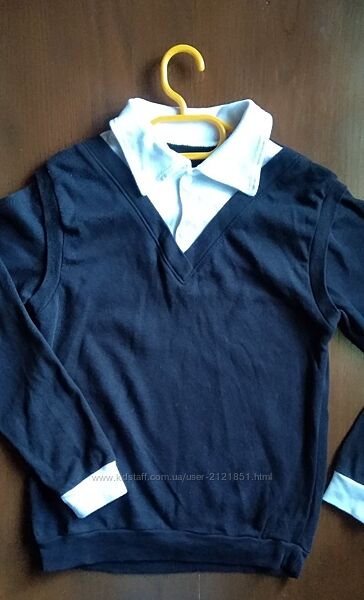 Трикотажная кофта на мальчика рубашка нарядная размер 134-140