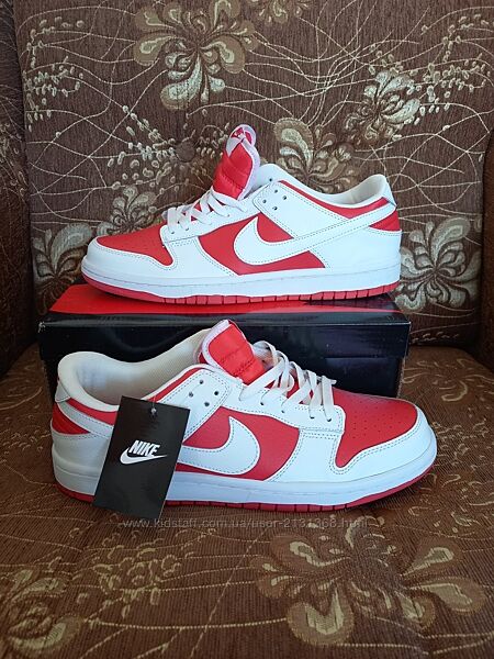 Кросівки чоловічі шкіряні Nike Air біло-червоні