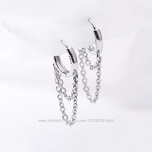 Срібні сережки 925 проби з подвійними ланцюжками