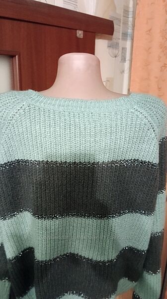 Джемперок теплый в полоску, трендовый цвет, размер M - 14 - 48