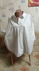 Широкая белая блуза OVERSIZE с руквом 3/4, размер М - 14 - 48
