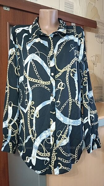 Шифоновая рубашка в яркий принт, размер L - 16 - 50