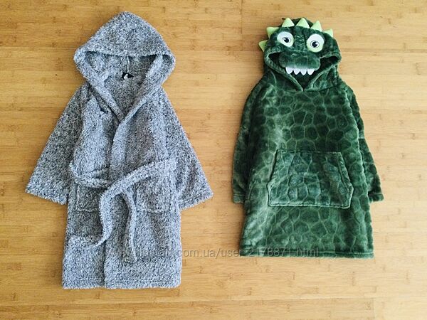 3-4 рок. , Nutmeg флісовий, махровий, пухнастий халат і худі Динозавр. оверс
