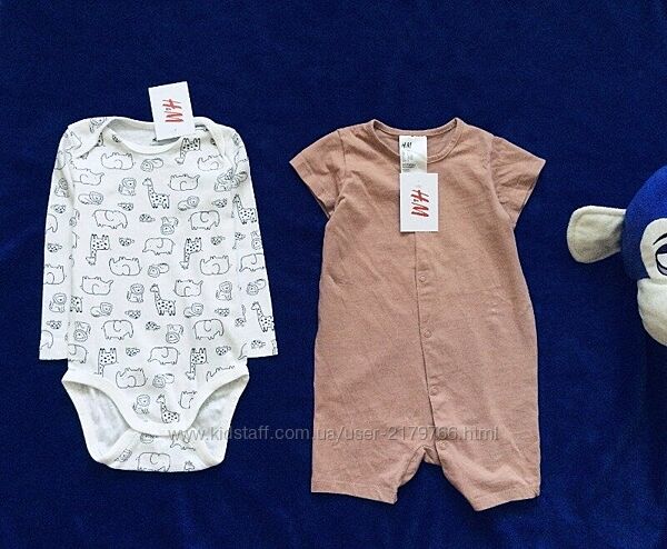 9-18 міс. , 80-86 зріст H&M. натуральний Боді, пісочник, сліп. 100bio cotto