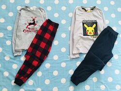 10-11 років Primark флісова піжами з Новорічним принтом та Покемон. тепла, 