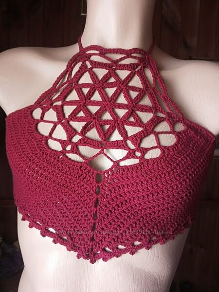 Шикарний яскравий кроп-топ, марсала/бордовий