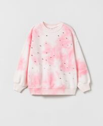 Світшот кофта худі тай дай з стразами zara, свитшот кофточка худи зара
