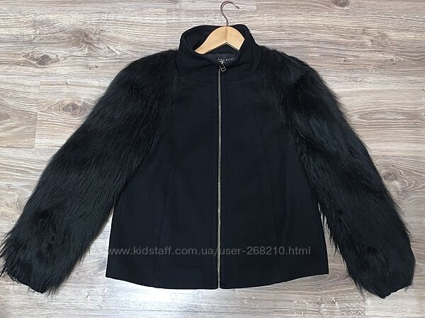 Укорочена курточка Zara з рукавами з хутра, розмір S