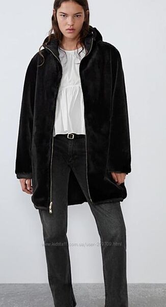 Куртка шуба двусторонняя удлинённая Zara