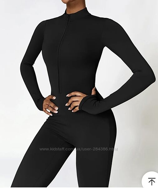Комбінезон на блискавці для йоги, спорту чорний, коричневий, молочний