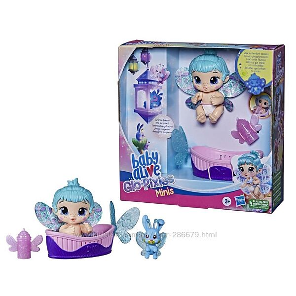 Светящаяся мини-кукла Aqua Flutter Baby Alive Glo Pixies Minis