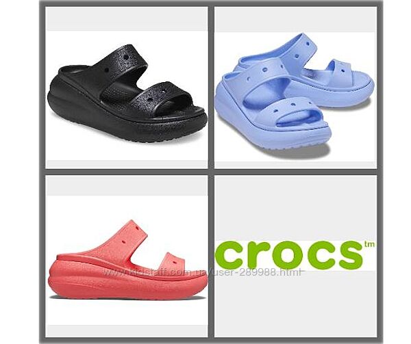 Жіночі шльопанці крокс на платформі Crocs crush sandal оригінал W6-W9
